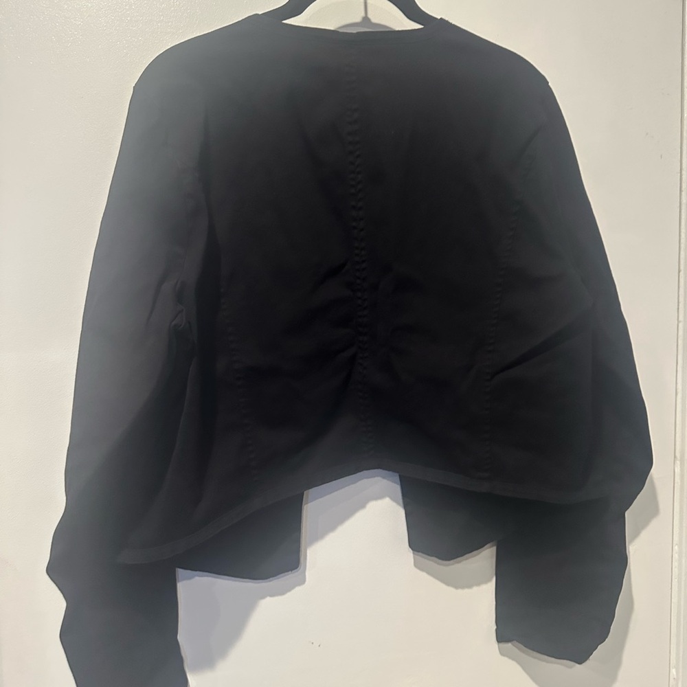 Torrid Military Style Twill Cropped Jacket Black Shrug with decorative buttons - Picture 5 of 8
